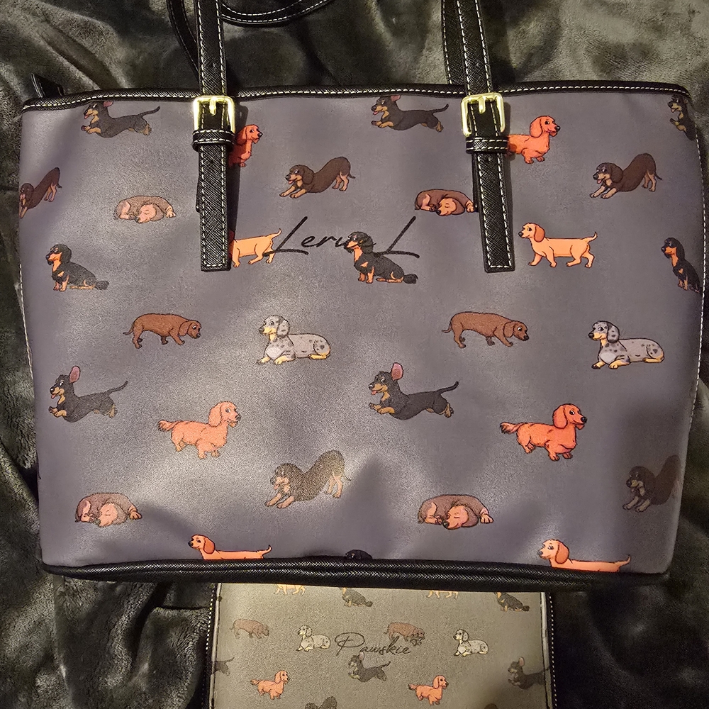 Dachshund Print Tote Bag & Wallet Set (NWOT)